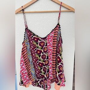 Floral Patchwork Cami Top in Burgundy and Pink